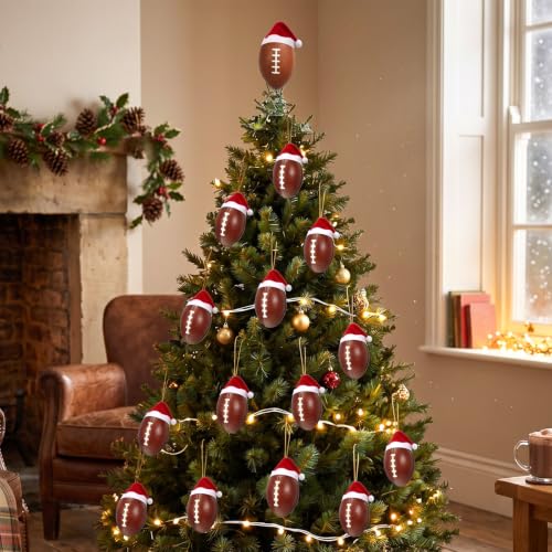 Soulchen 15 Pcs 8 Inch Football Christmas Tree Topper & Hanging Ornaments (Football Theme)