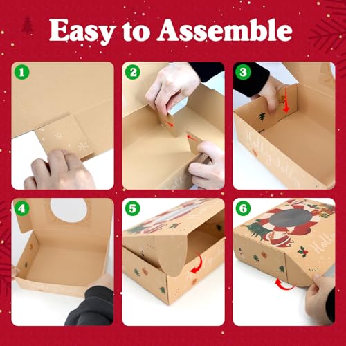 Christmas Cookie Boxes with Window, 12 Pack Gift Boxes for Cookies, Cupcakes & Treats