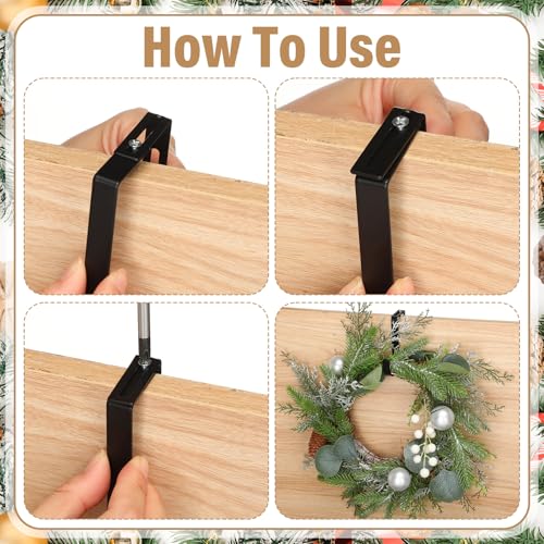 Adjustable Over the Door Wreath Hanger 4-Pack - Fits 1.5-3.78 Inch Doors
