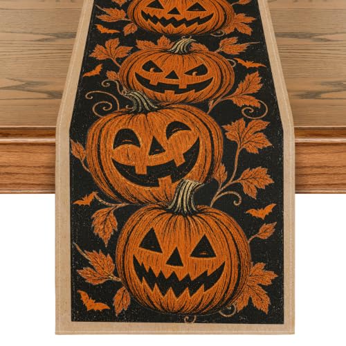 Artoid Mode 13x108 Inch Halloween Table Runner Bright Orange Home Decor