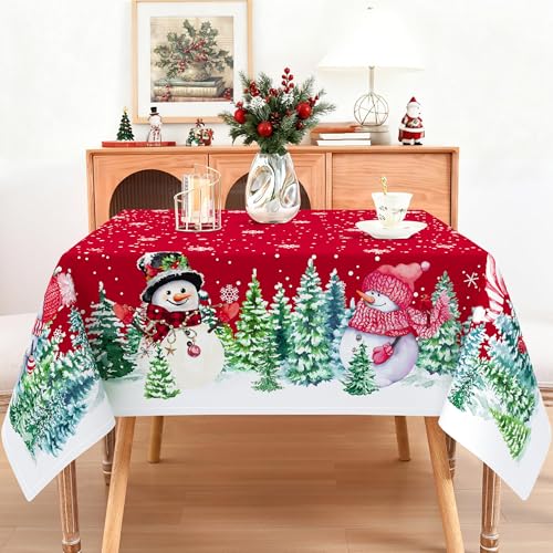 Roszwtit Christmas Snowman Tablecloth 60x60 Square - 02, 100% Polyester
