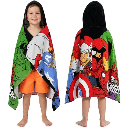 Marvel Avengers Kids Hooded Bath Towel - Soft Cotton Towel Poncho for Boys