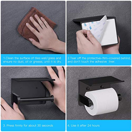 Stainless Steel Toilet Paper Holder with Phone Shelf, Wall Mounted