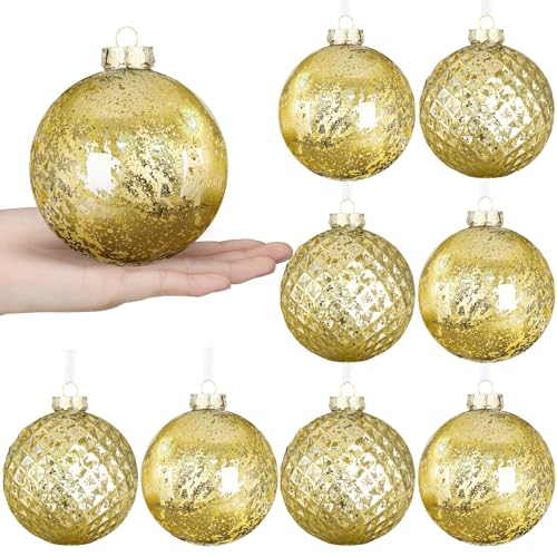 4-Inch Shatterproof Gold Christmas Ball Ornaments - 8 Piece Set