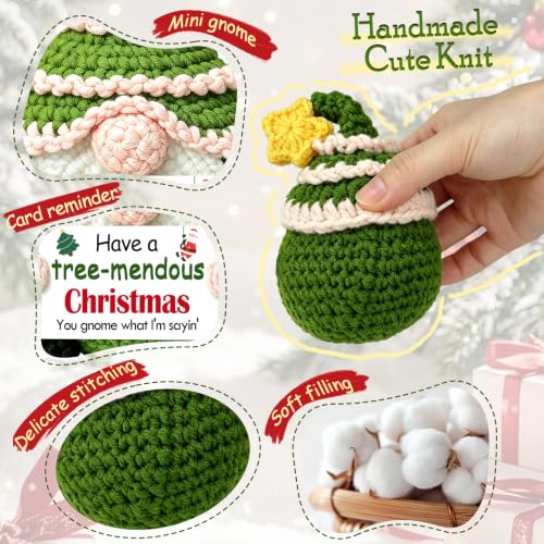 Ainubio Green Christmas Gnome - Emotional Support Crochet Tree Decor