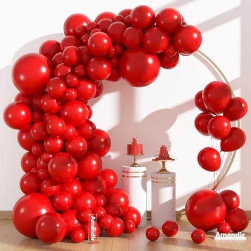 Amandir Red Balloon Arch Kit - 153pcs for Party & Event Decorations