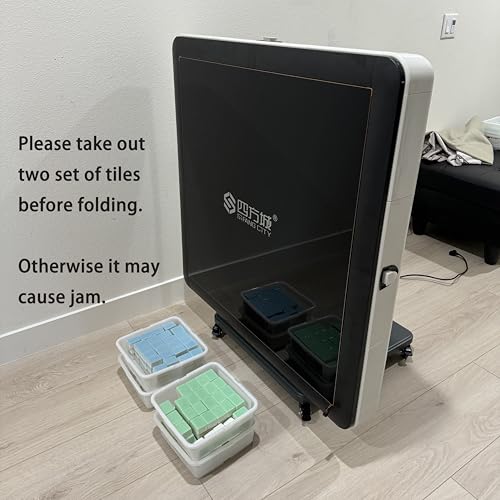 Automatic Folding Mahjong Table with 2 Sets of 46mm Tiles and Glass Cover