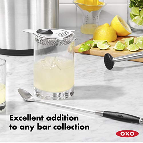 OXO Steel Cocktail Strainer with Short Handle & Finger Rest - Bar Tool