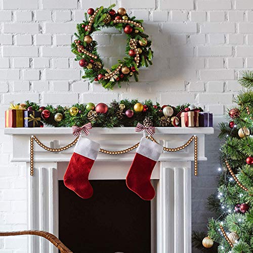 AMDX 12 ft Christmas Wooden Bead Garland — Gold Bead Garlands for Tree & Decor