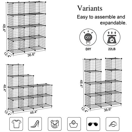 12-Cube Metal Wire Storage Organizer Modular Shelving Unit