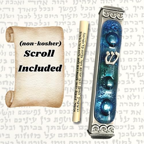 Handmade 4-Inch Mediterranean Sea Art Glass Mezuzah Case - Weatherproof