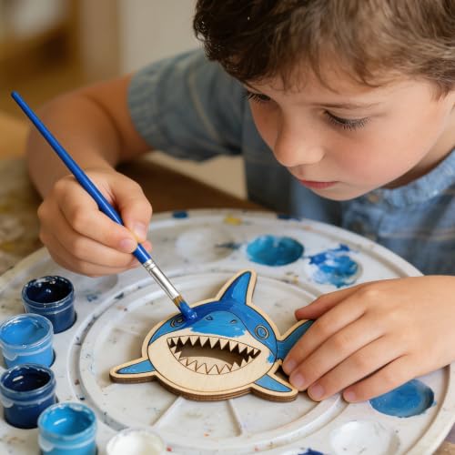 12PCS Shark DIY Wood Painting Kit – Kids Party Favors & Craft Supplies