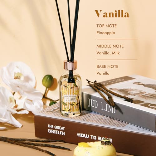 Reed Diffuser Set, Linen Vanilla Citrus Scented Oil Diffusers with 15 Sticks