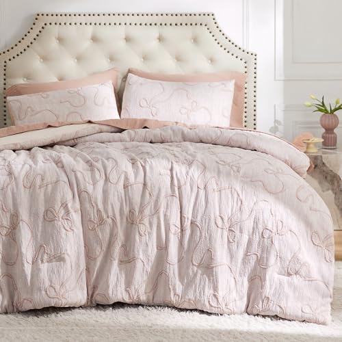 Pink Twin XL Butterfly Bow Comforter Set, 2-Piece Aesthetic Bedding