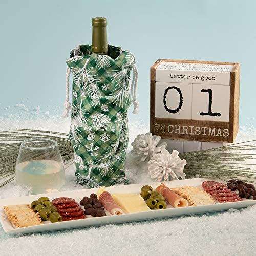Reusable Wine Bottle Gift Bag - Green Holiday Tote Cover for 12" Bottles