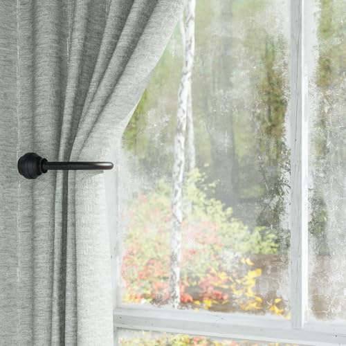 Black Metal Curtain Holdbacks - Wall-Mounted Drape Tieback Hooks (Set of 2)