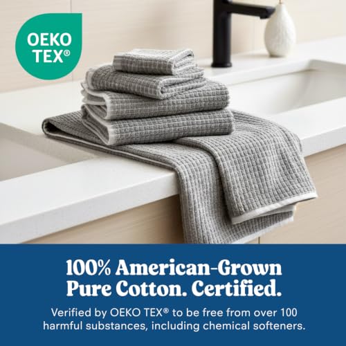Sculpted Terry Bath Towels, 100% American Cotton, Quick-Dry Set (2 Pack)