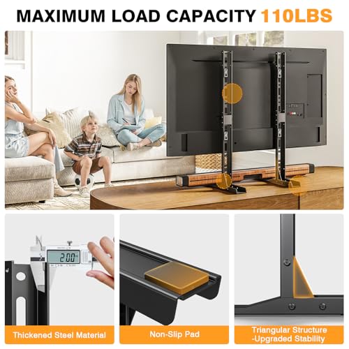 Universal Tabletop TV Stand Legs for 20-75 Inch Screens, Heavy Duty Steel Base