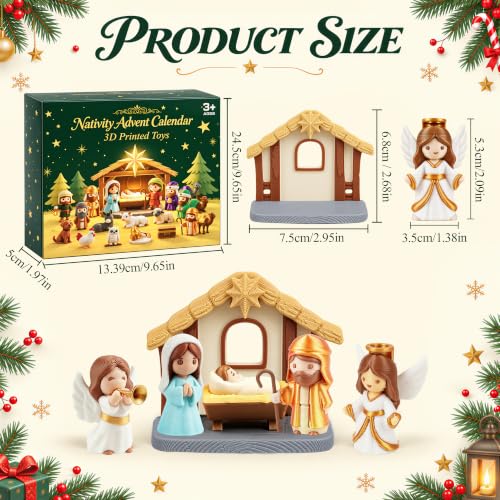 SUNNINO 24-Piece Nativity Advent Calendar 2026 3D Printed Animal Figurines