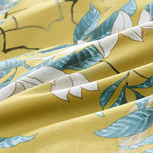Floral & Birds Cotton Duvet Cover Set - Reversible Peacock Blue, Queen