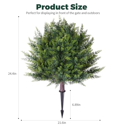 2 Pack Artificial Cypress Topiary Shrubs, UV Resistant Faux Evergreen Plants