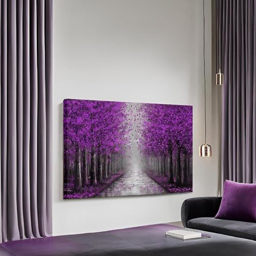 NutArtPic Purple Wall Art Forest Prints 24x36 Inches Canvas Wall Decor