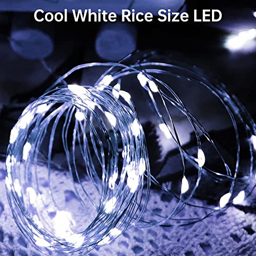 Blingstar USB Powered Fairy Lights 2 Pack 33 Ft 100 LED Cool White Silver Wire