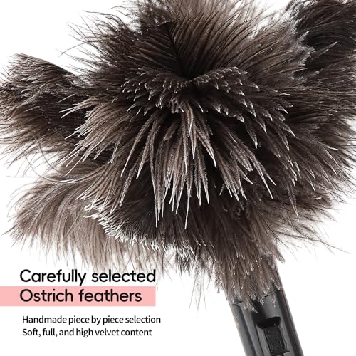 Retractable Genuine Ostrich Feather Duster - Anti-Static Handheld Cleaning Tool
