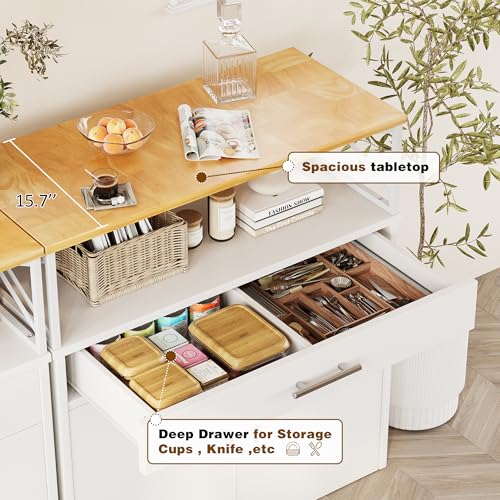 31-Inch Farmhouse Coffee Bar Cabinet with Adjustable Storage Shelves