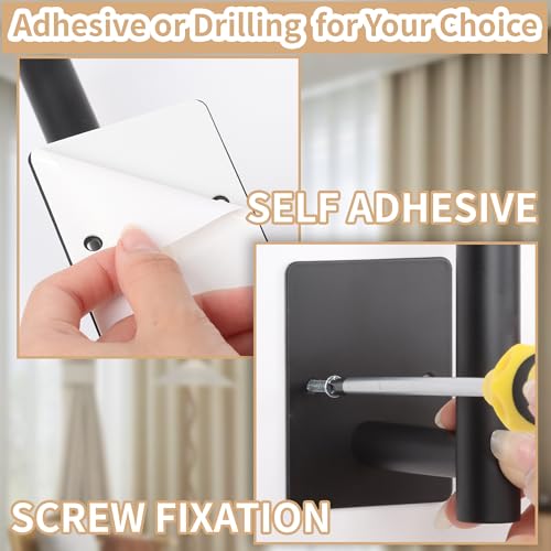 2-Pack Stainless Steel Curtain Holdbacks, Adhesive or Screw-In Wall Hooks