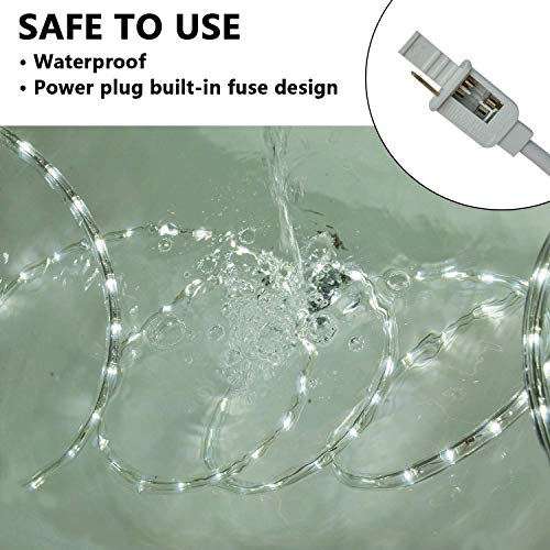 50ft LED Rope Light, Waterproof Outdoor Flexible Lighting for Patio & Garden