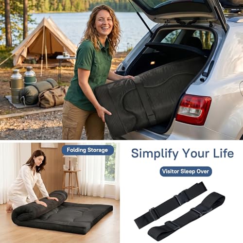 Extra Thick Japanese Futon Mattress - Full Size Foldable Floor Sleeping Pad