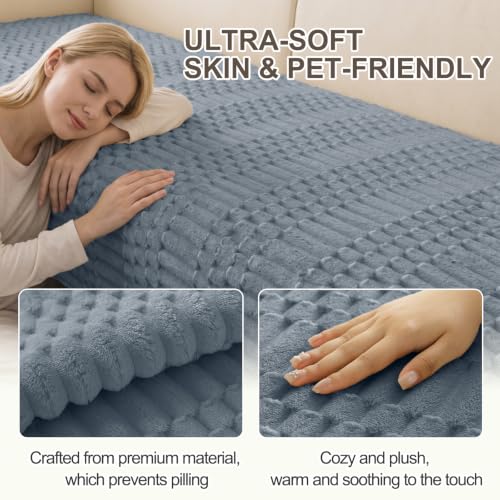 Waterproof Non-Slip Pet Sofa Cover - Flannel Furniture Protector, Grey, 36" x 71"