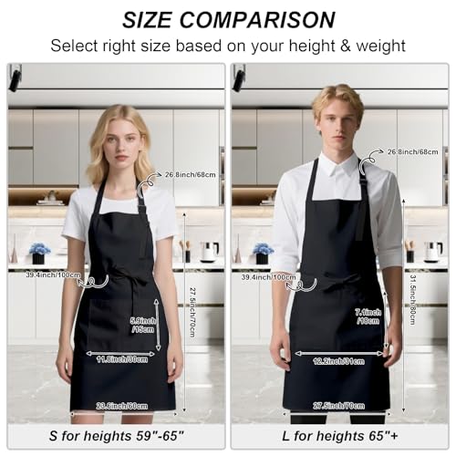 15-Pack Adjustable Adult Aprons with Pockets, Durable Unisex Kitchen Bib