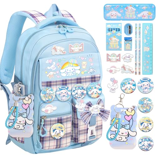 16.5" Girls Waterproof School Backpack Set with 24-Piece Accessories