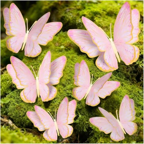 3D Butterfly Wall Decor - Large Metallic Paper Mural Decals for Events