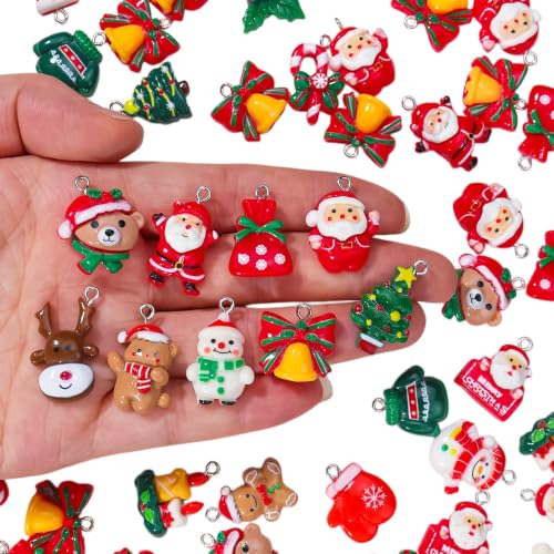 RSACCSKY 24 Pack Red Mini Resin Christmas Ornaments Tiny Tree Decorations