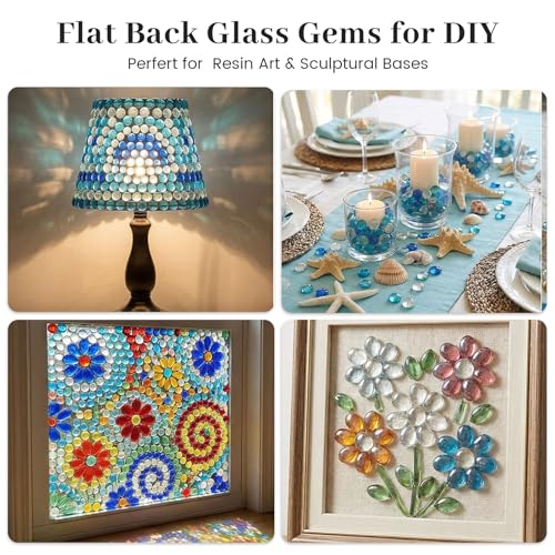 5 lb Mixed Blue Glass Gems & Flat Marbles for Vase Fillers & Crafts