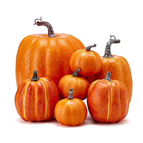 7-Piece Artificial Pumpkin Set for Autumn Harvest and Thanksgiving Decor