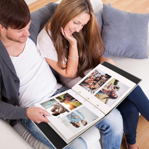 Self-Adhesive Photo Album with 60 Pages, Large Linen 3-Ring Scrapbook