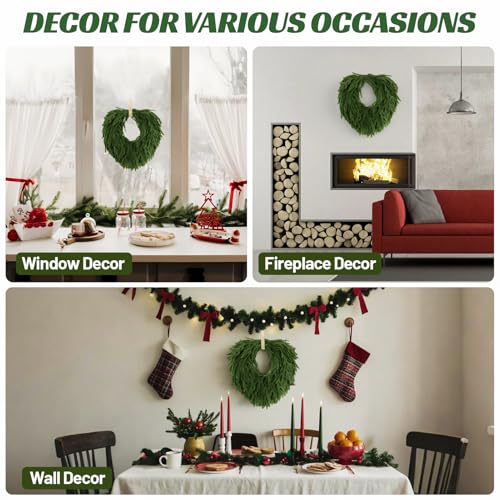 24-Inch Norfolk Pine Artificial Wreath for Front Door, Real Touch Faux Greenery