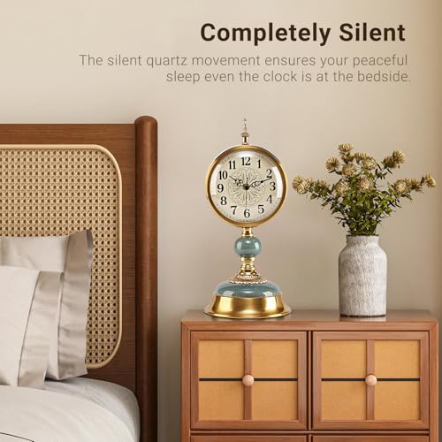 6-Inch Vintage Mantel Clock, Antique Retro Desk Clock with Silent Quartz