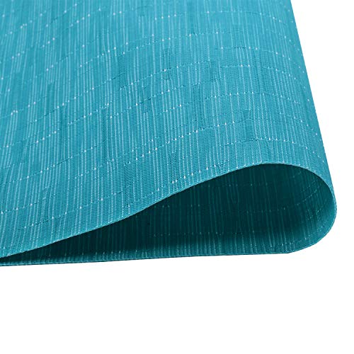 Woven Vinyl Placemats Set of 4, Heat Resistant Non-Slip Table Mats - Teal Blue