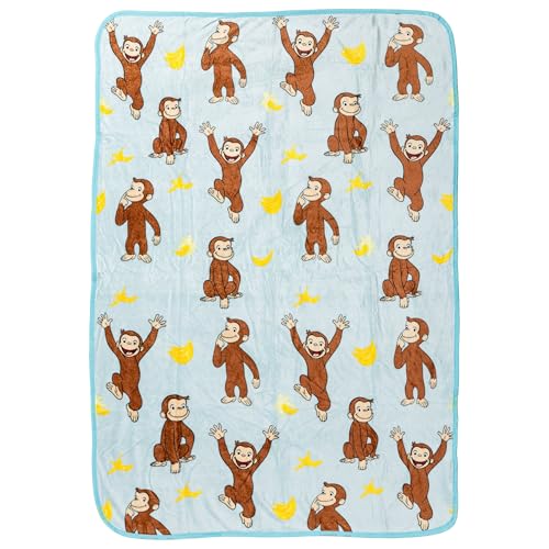 Curious George Fleece Throw Blanket 45x60 - Soft Cozy Blue Plush Blanket