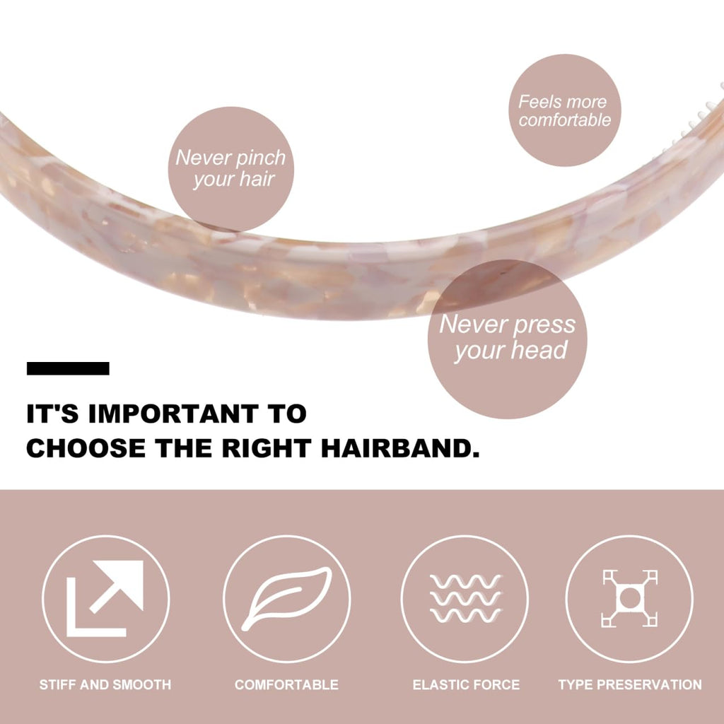 Uonlytech Tortoiseshell Hairband - Non-Slip Acetate Shower Headband for Women & Girls | 5.5 x 4.9 in
