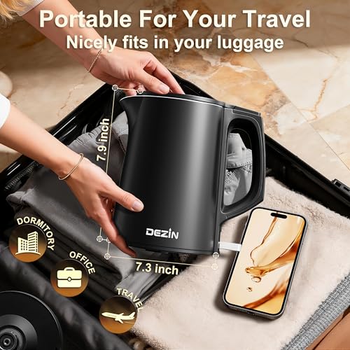 0.8L Compact Electric Kettle, Portable Stainless Steel Travel Tea Kettle