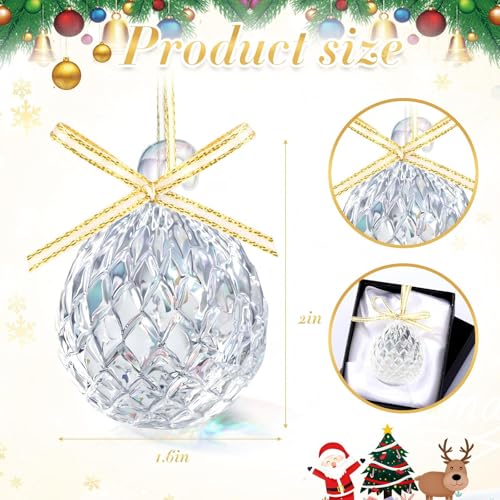 CroBlissful 4-Pack Crystal Pinecone Christmas Ornaments 1.97" Glass Holiday Decor