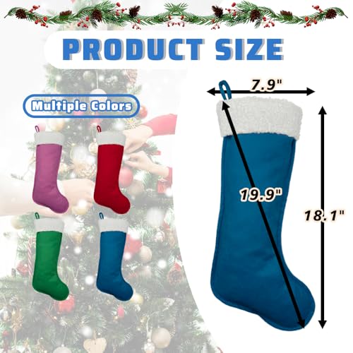 Large Navy Blue Christmas Stockings, Set of 6 Holiday Fireplace Decor
