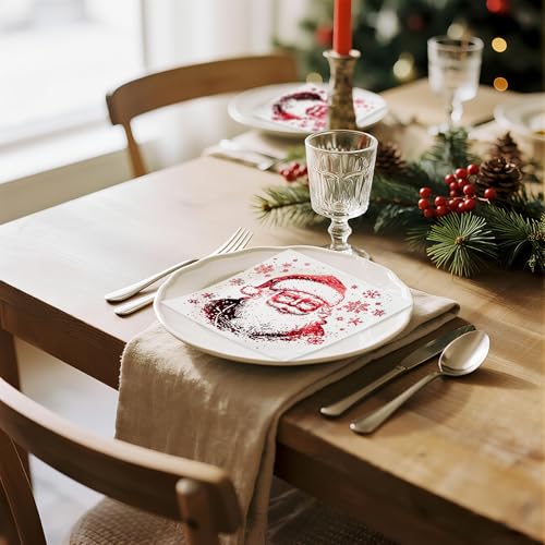 Wrapaholic 25-Pack Red Foil Santa Napkins 6.5 x 6.5in 2-Ply