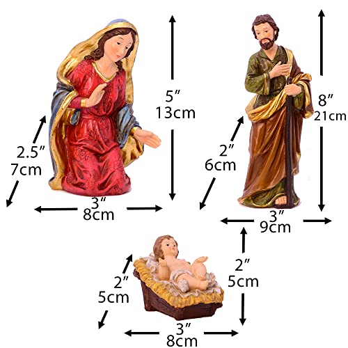 Zayton 8.25 Inch Nativity Scene Set Figurines - Christmas Decorative Figures, 11 Pieces